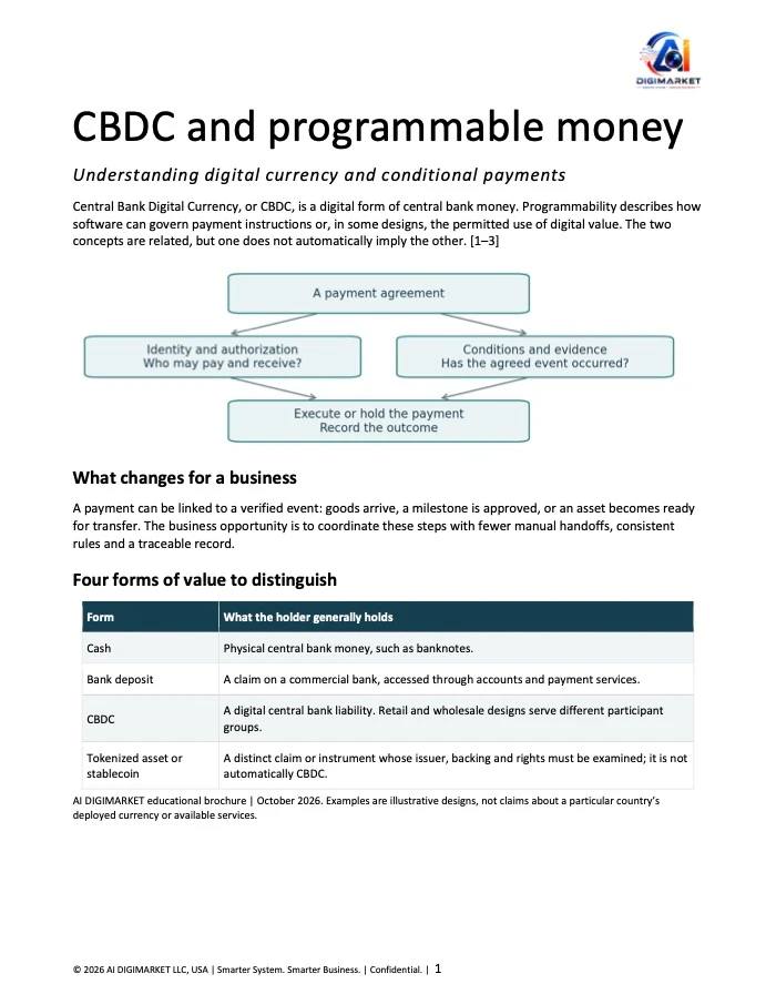 Cover page of The CBDC and programmable money brochure