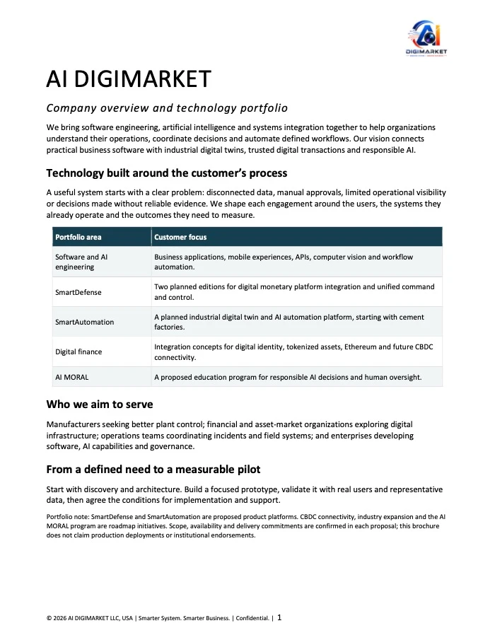Cover page of SI DIGIMARKET company brochure